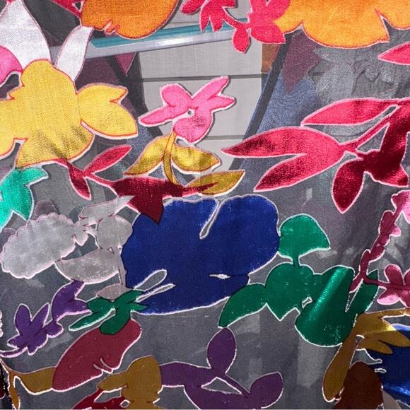 Alice + Olivia Mora Tie-Neck Floral Blouson-Sleeve Blouse Small - Picture 6 of 6